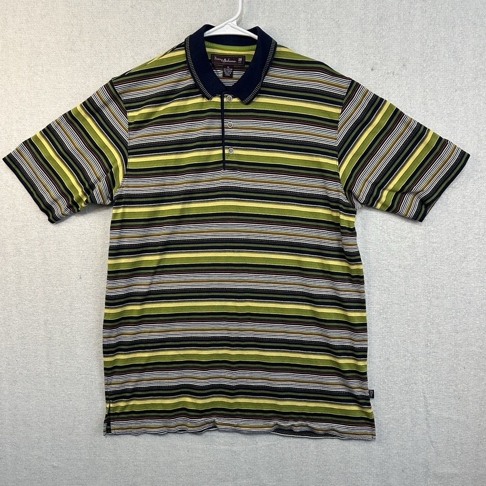 Tommy Bahama 18 Golf Polo Men's Medium‎ Striped Short Sleeve Casual